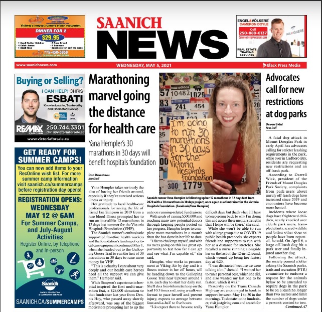 Saanich News front page
